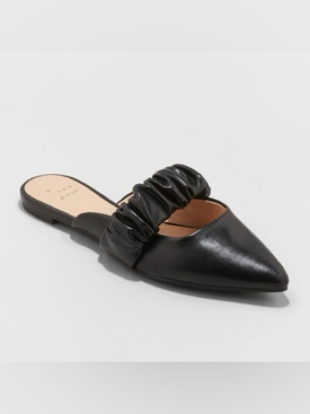 a new day Black Pointed Ruched Strap Slip-On Flat